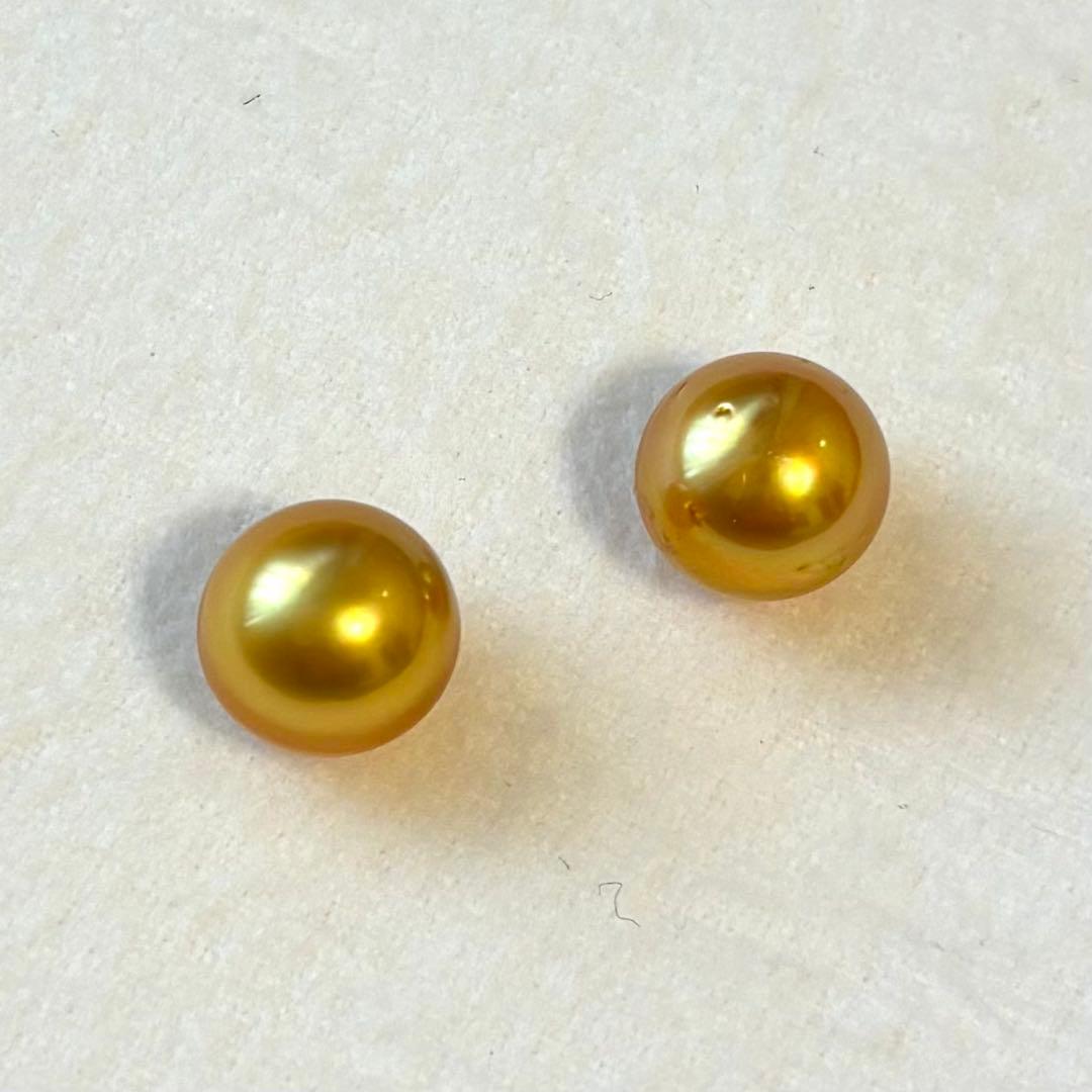パール　ルース　南洋真珠　白蝶珠　金色　10mm フラット　２pcs