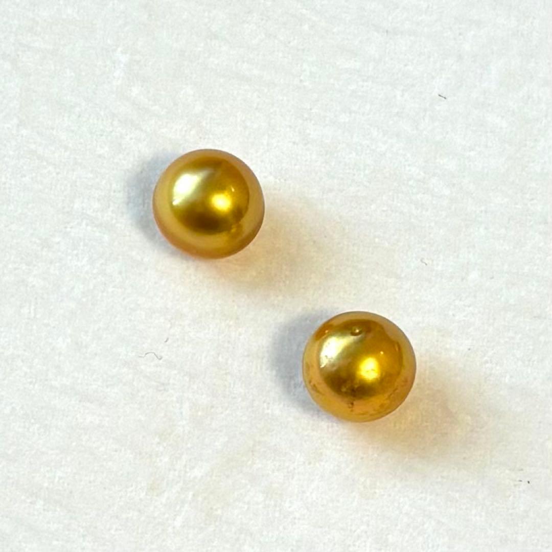 パール　ルース　南洋真珠　白蝶珠　金色　10mm フラット　２pcs