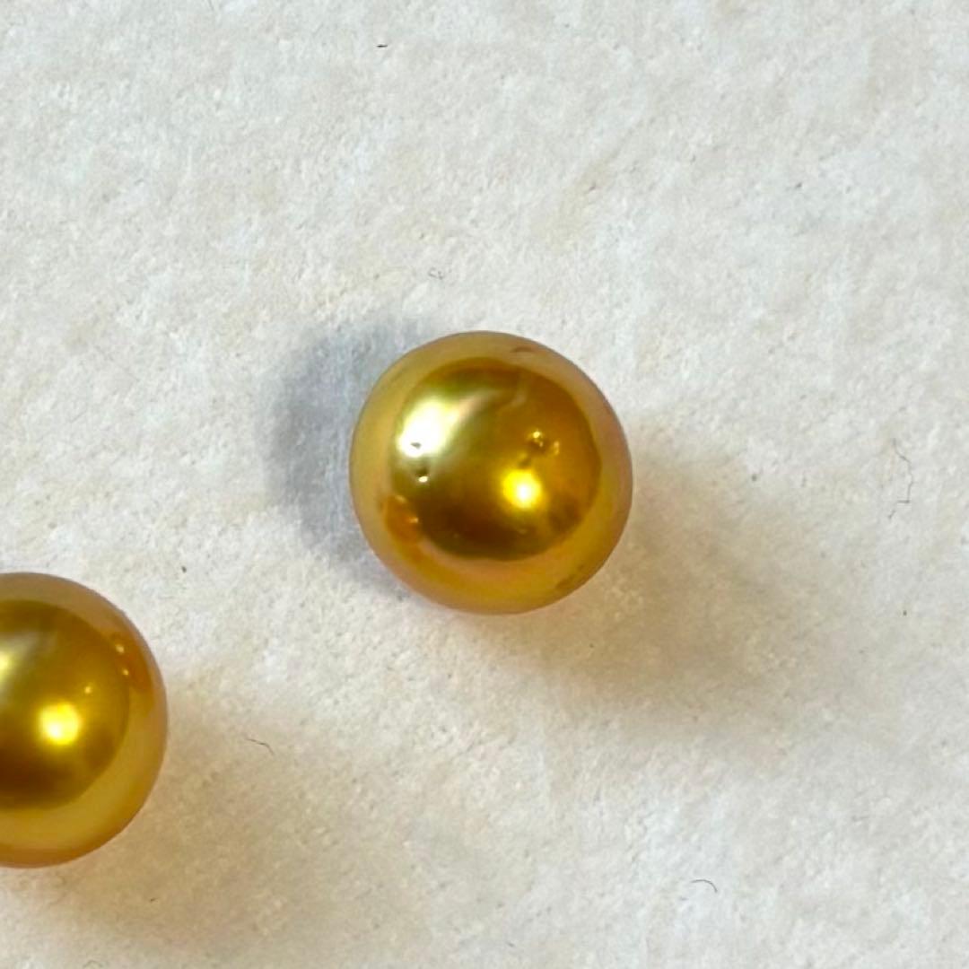 パール　ルース　南洋真珠　白蝶珠　金色　10mm フラット　２pcs