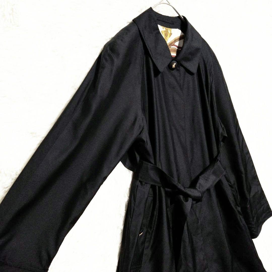 バーバリー　Burberry　金タグ　スカーフ柄　ステンカラーコート　比翼仕様