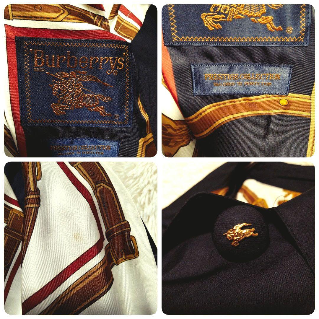 バーバリー　Burberry　金タグ　スカーフ柄　ステンカラーコート　比翼仕様