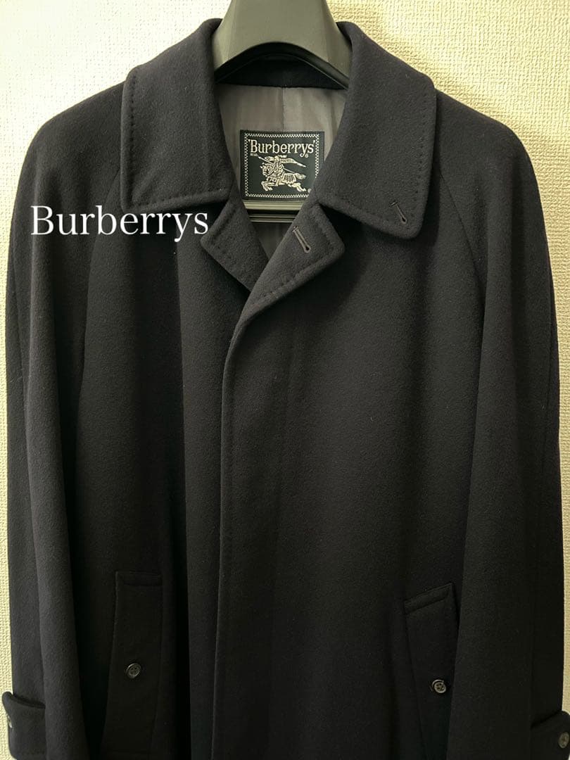 美品【Burberrys】バーバリー カシミアコート ステンカラー ネイビー L
