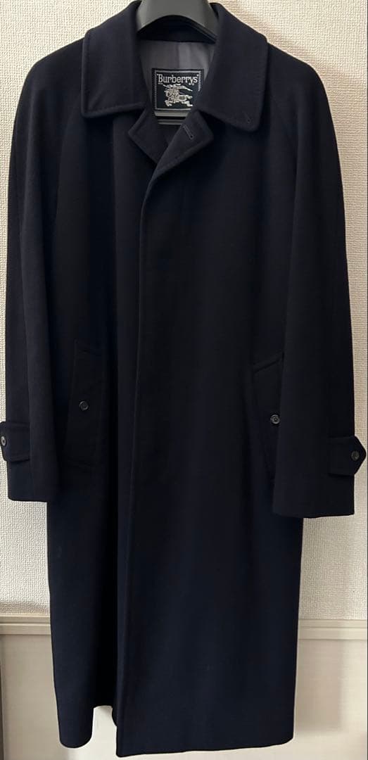 美品【Burberrys】バーバリー カシミアコート ステンカラー ネイビー L