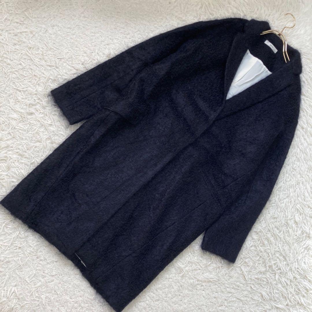 専用REYC モヘヤコート ネイビー 34 ロングコート 上品