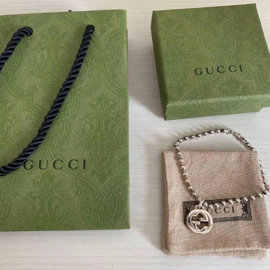 【正規品⭕️】GUCCI グッチ　インターロッキングGG ブレスレット　シルバー