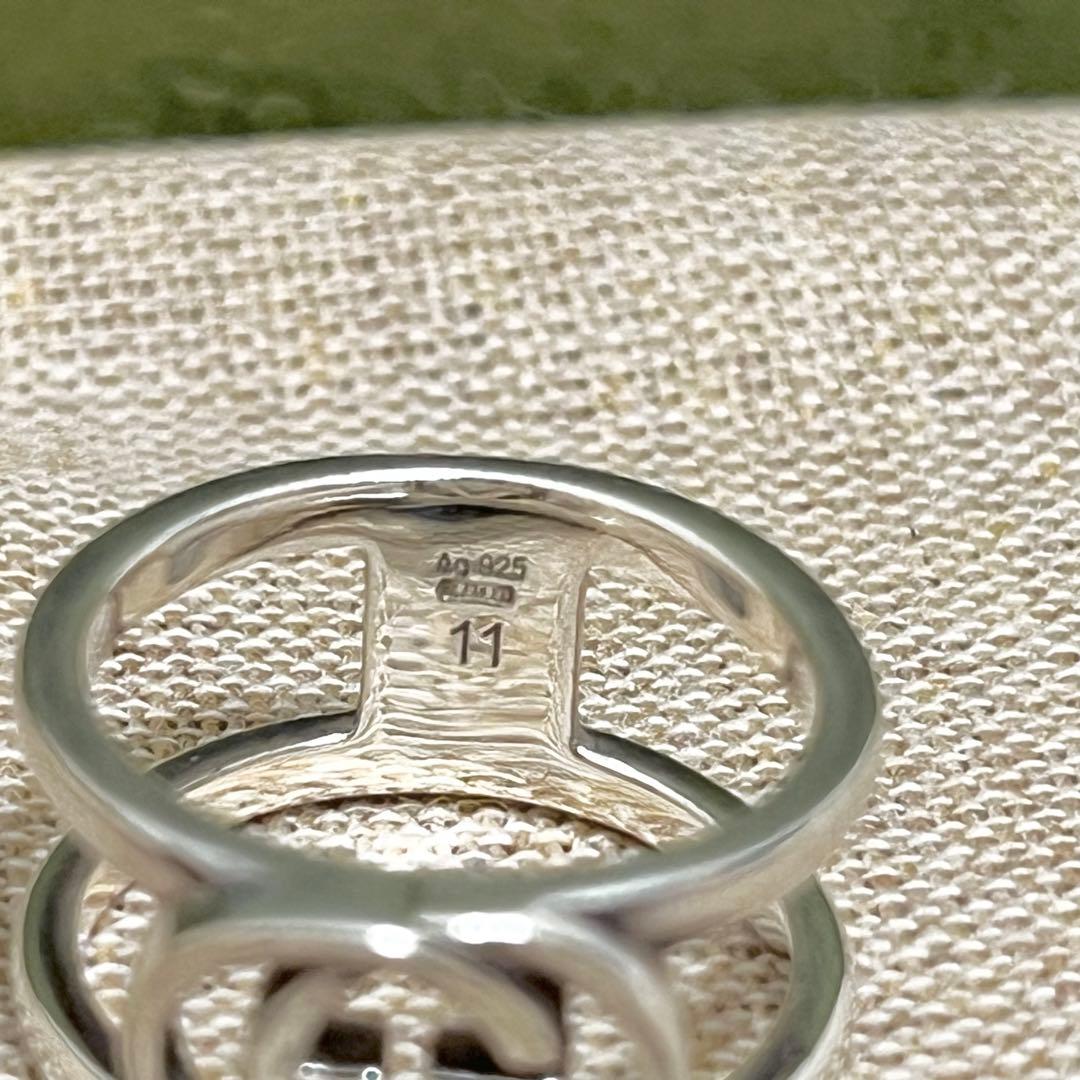 極美品 GUCCI 指輪 リング インターロッキング　シルバー ロゴ 11号