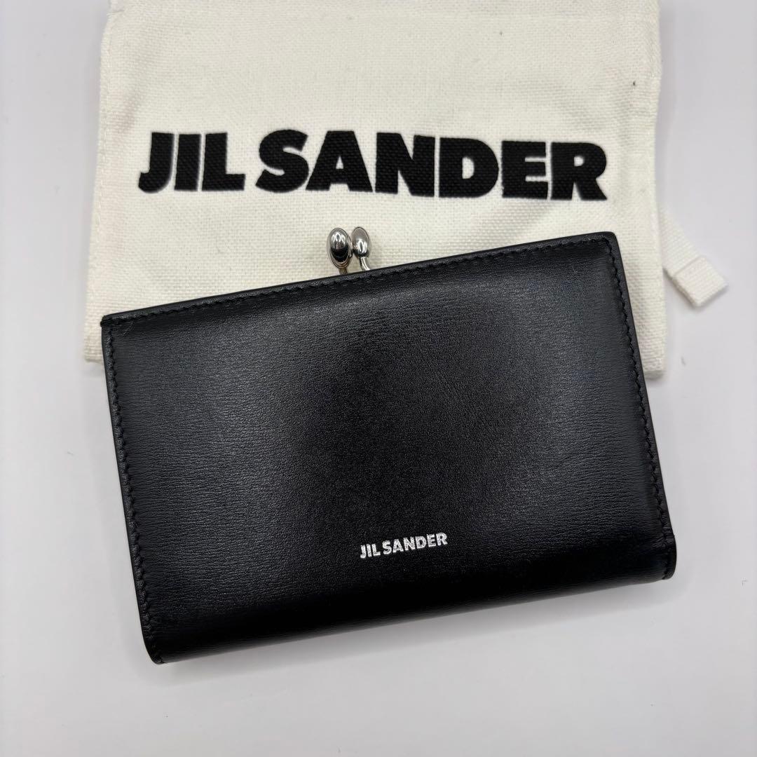 希少品　JIL SANDER goji 二つ折り財布　がま口　ブラック　シルバー