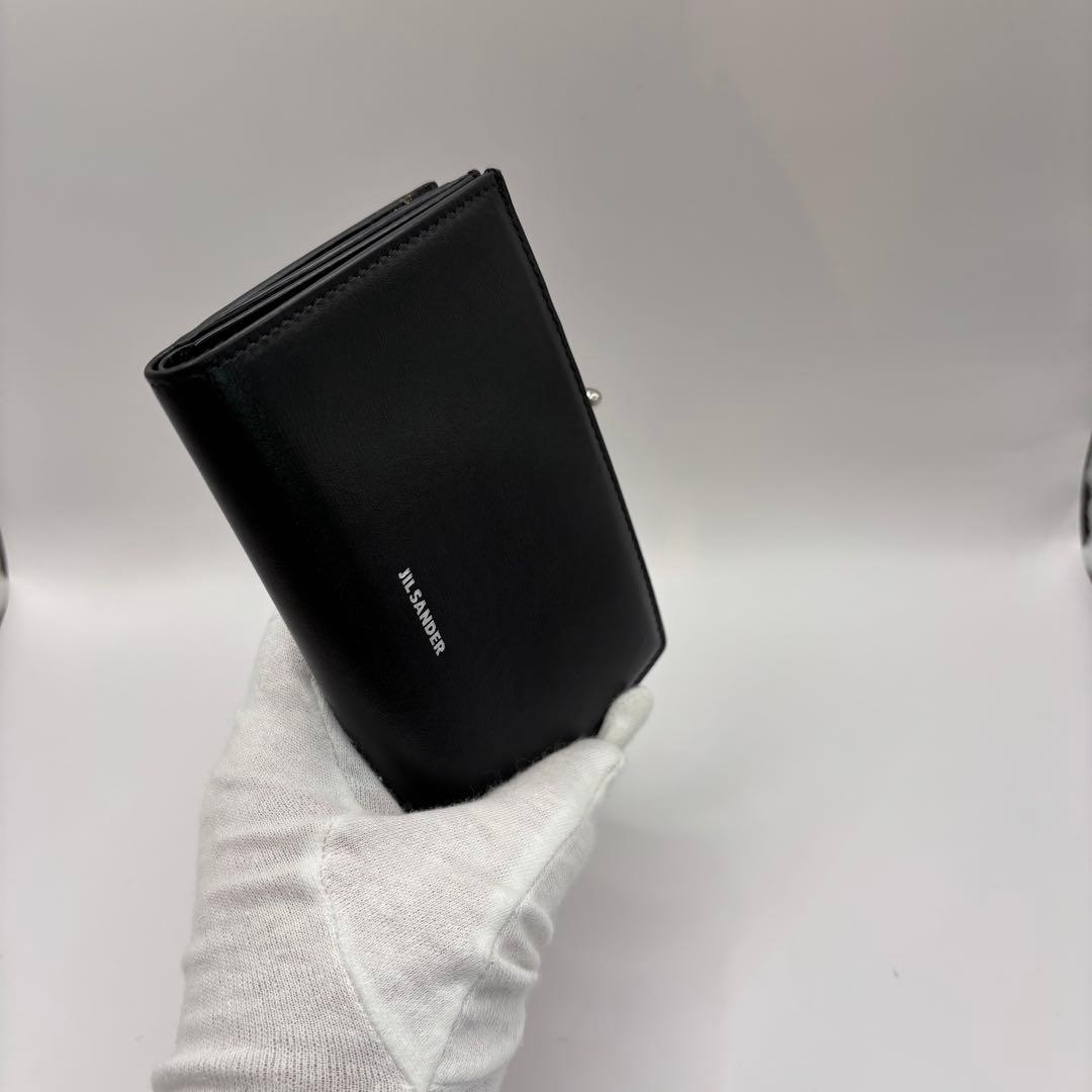 希少品　JIL SANDER goji 二つ折り財布　がま口　ブラック　シルバー