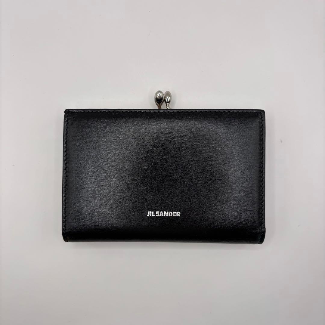 希少品　JIL SANDER goji 二つ折り財布　がま口　ブラック　シルバー