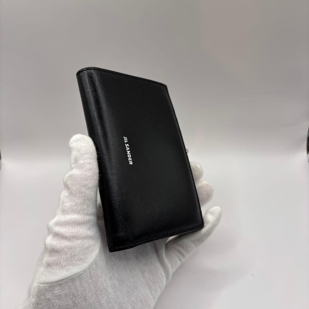 希少品　JIL SANDER goji 二つ折り財布　がま口　ブラック　シルバー