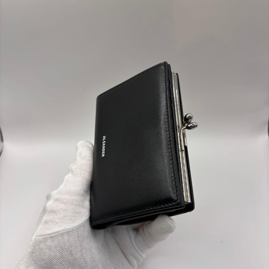 希少品　JIL SANDER goji 二つ折り財布　がま口　ブラック　シルバー