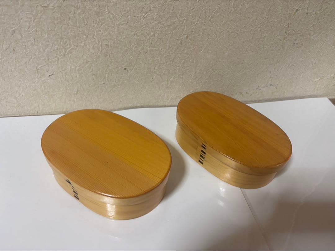 曲げわっぱ、小判型弁当箱(中) 2個