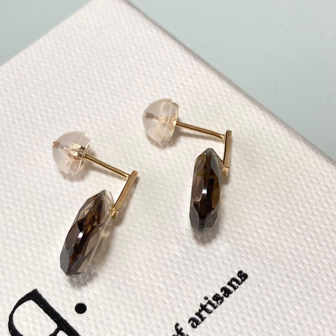 anq. K10 スモーキークォーツ ピアス 現行品