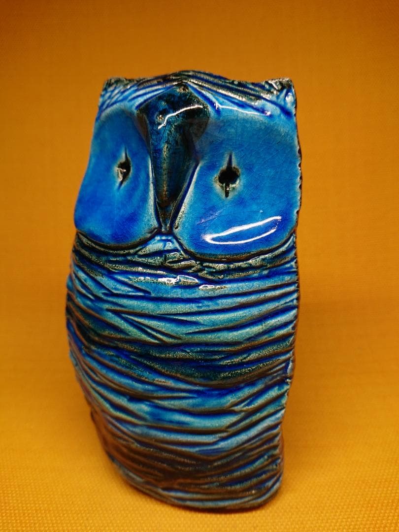 【美品】フクロウ　陶器　イタリア　置物　インテリア　工芸品　美術品　A1035