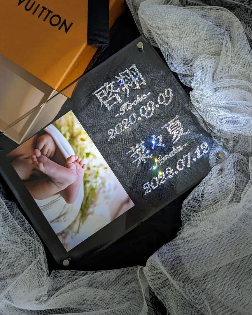 【オーダー】命名書 スワロフスキーデコ