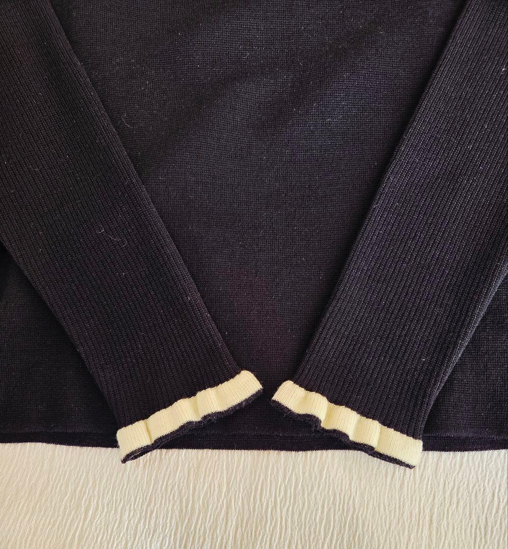 配色フリルニット