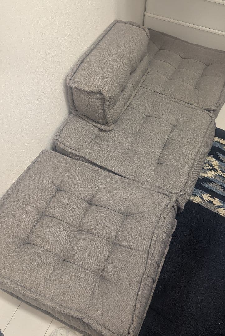 ette ローソファー 3個+背もたれパーツ フロアソファー ブロックソファー