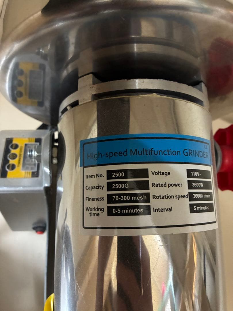 CGOLDENWALL 2500g粉末ミルLED 電動微粉砕機業務用 穀類