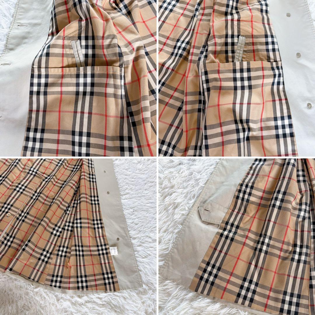 希少✨【バーバリーズ】ステンカラーコート ノバチェック ライトベージュカーキ L