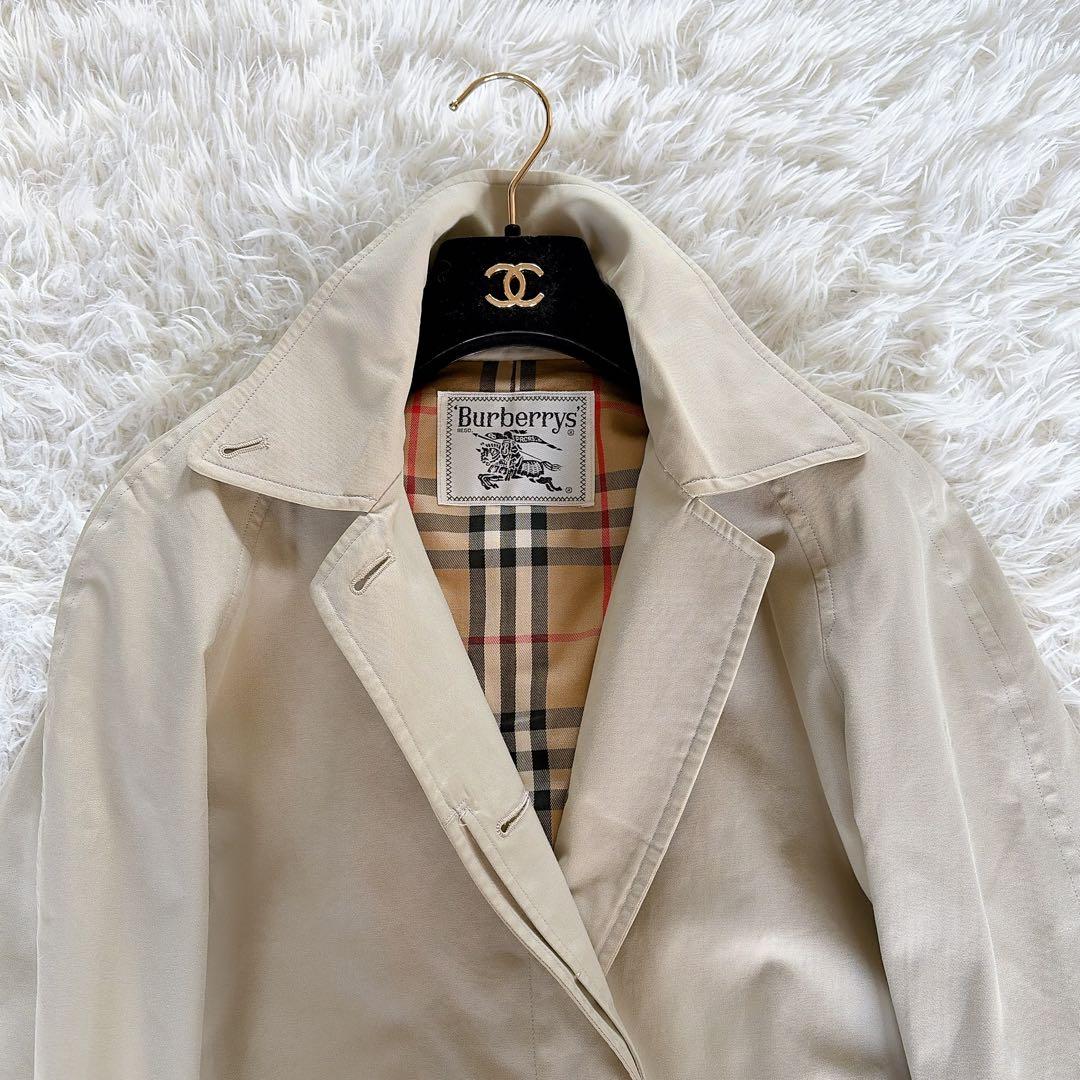 希少✨【バーバリーズ】ステンカラーコート ノバチェック ライトベージュカーキ L