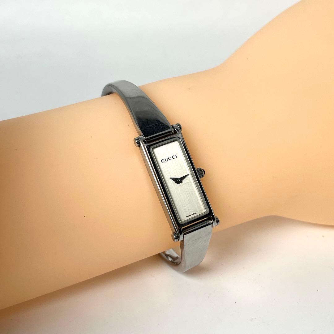 【稼働品】グッチ 1500L スクエア SS バングル ホースビット クォーツ