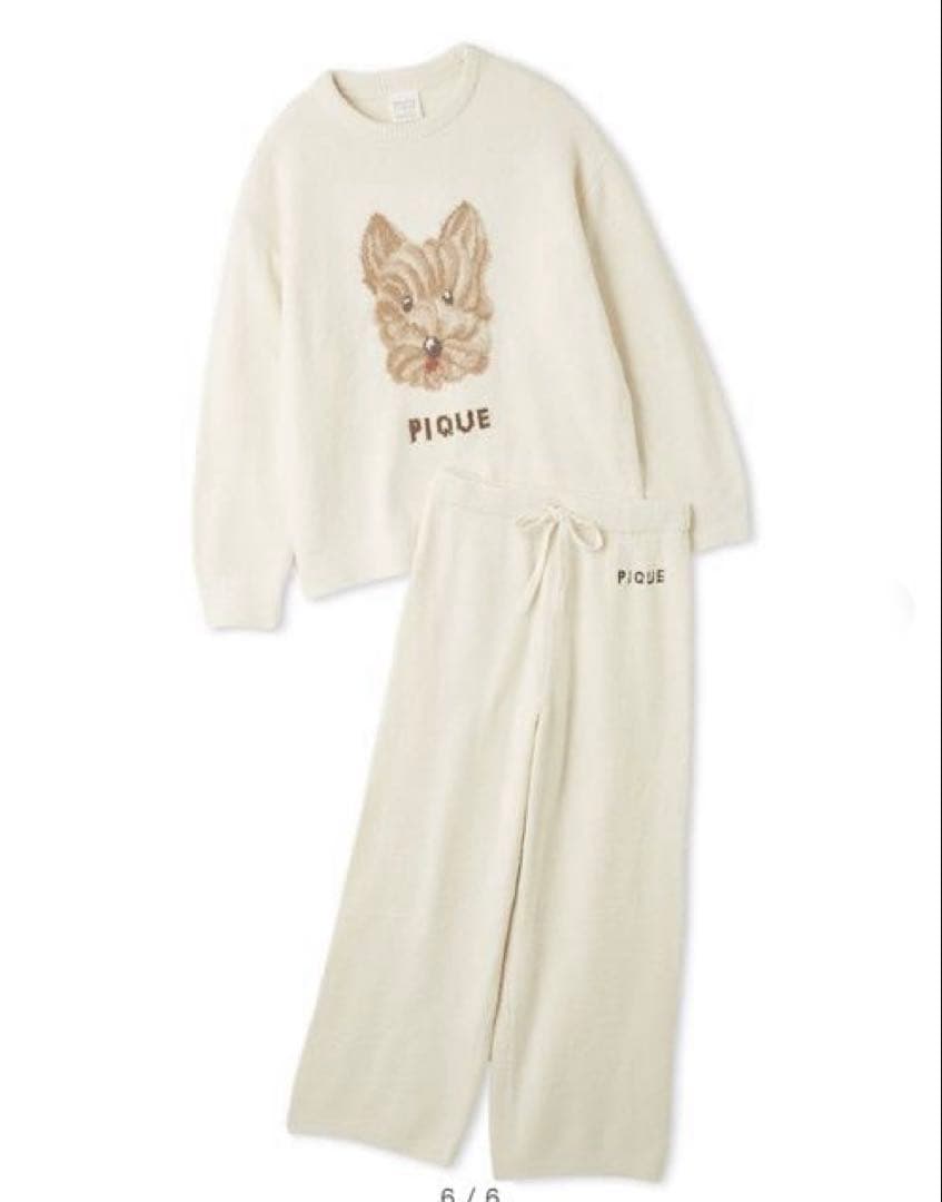 【新品】ジェラートピケメレンゲドッグ柄プルオーバー＆ロングパンツヨークシャテリア