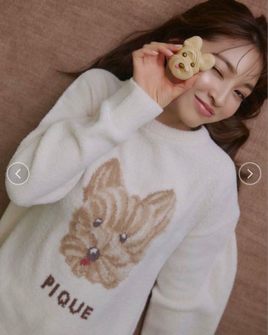 【新品】ジェラートピケメレンゲドッグ柄プルオーバー＆ロングパンツヨークシャテリア