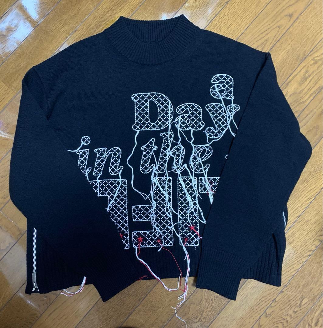 最終値下げ　美品　sacai　サカイ　ロゴ長袖ニット　黒