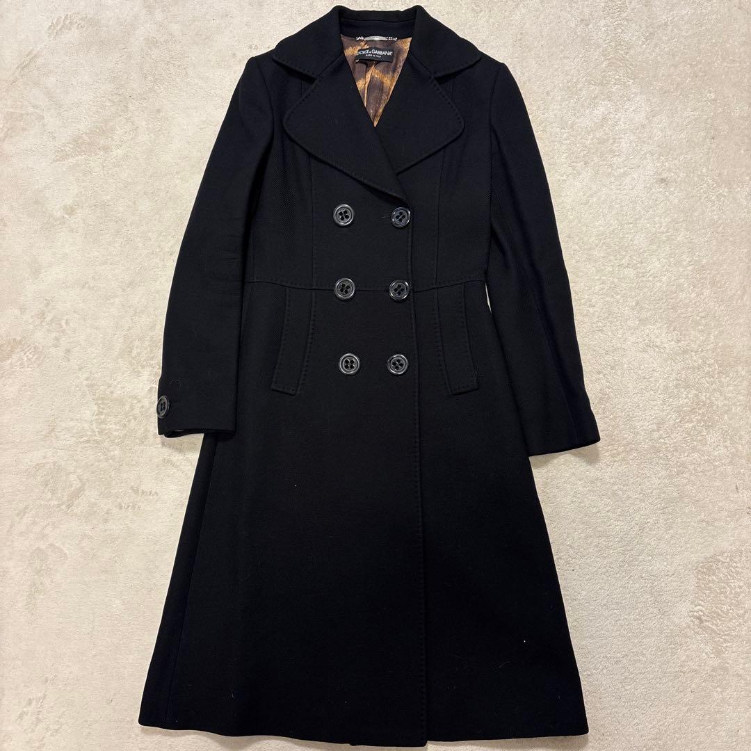 ジャケット・アウター DOLCE & GABBANA leopard longcoat black L