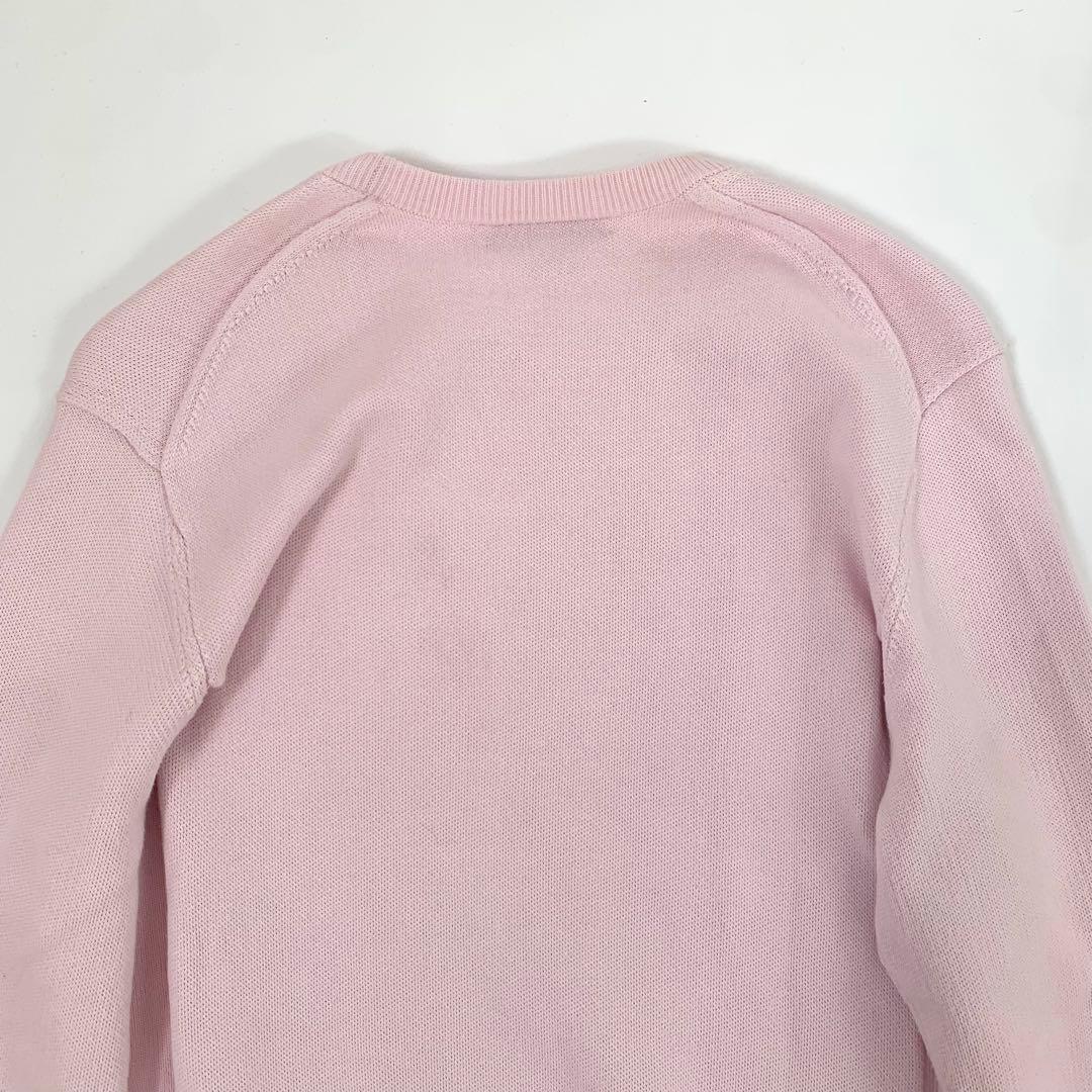 ドゥロワー 12Gインレイ編みリブクルーネック　ニット　ピンク　ロゴ刺繍