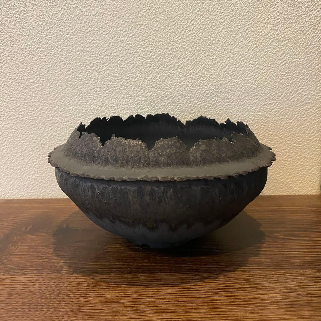 細川政己　大鉢　陶器鉢　Y鉢　yellgreen