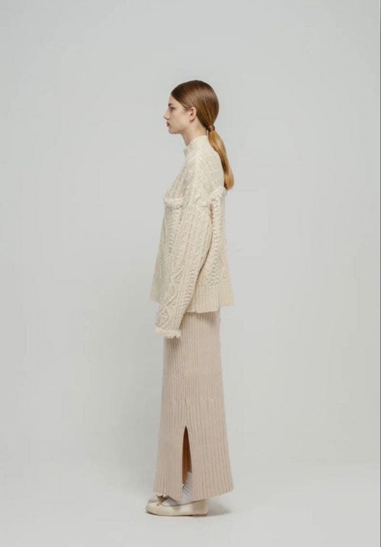 eaphi MIX PATTERN OVER KNITアイボリーニット