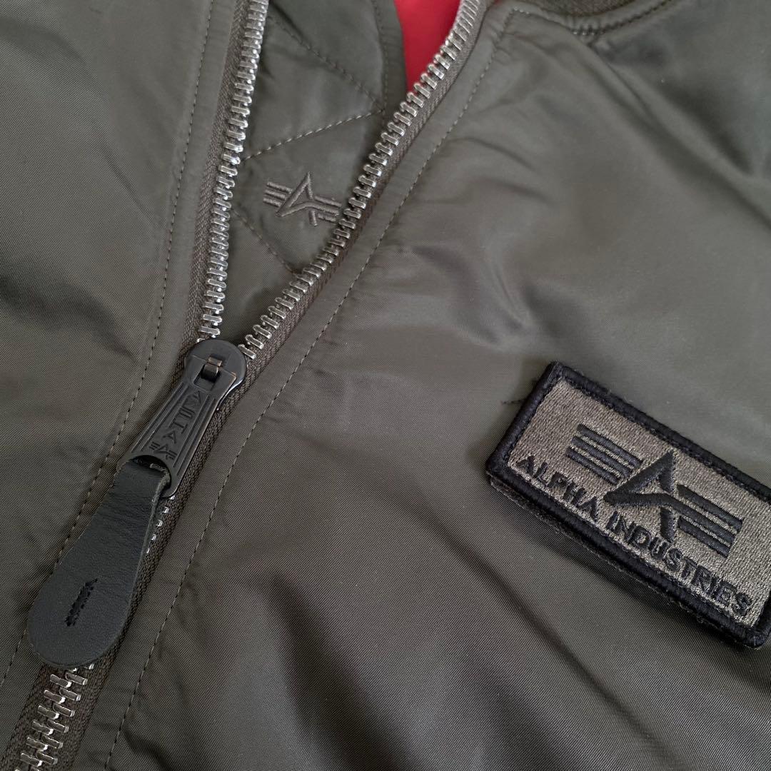 美品 ALPHA アルファ ワッペン 刺繍 MA-1 フライト ジャケット XL