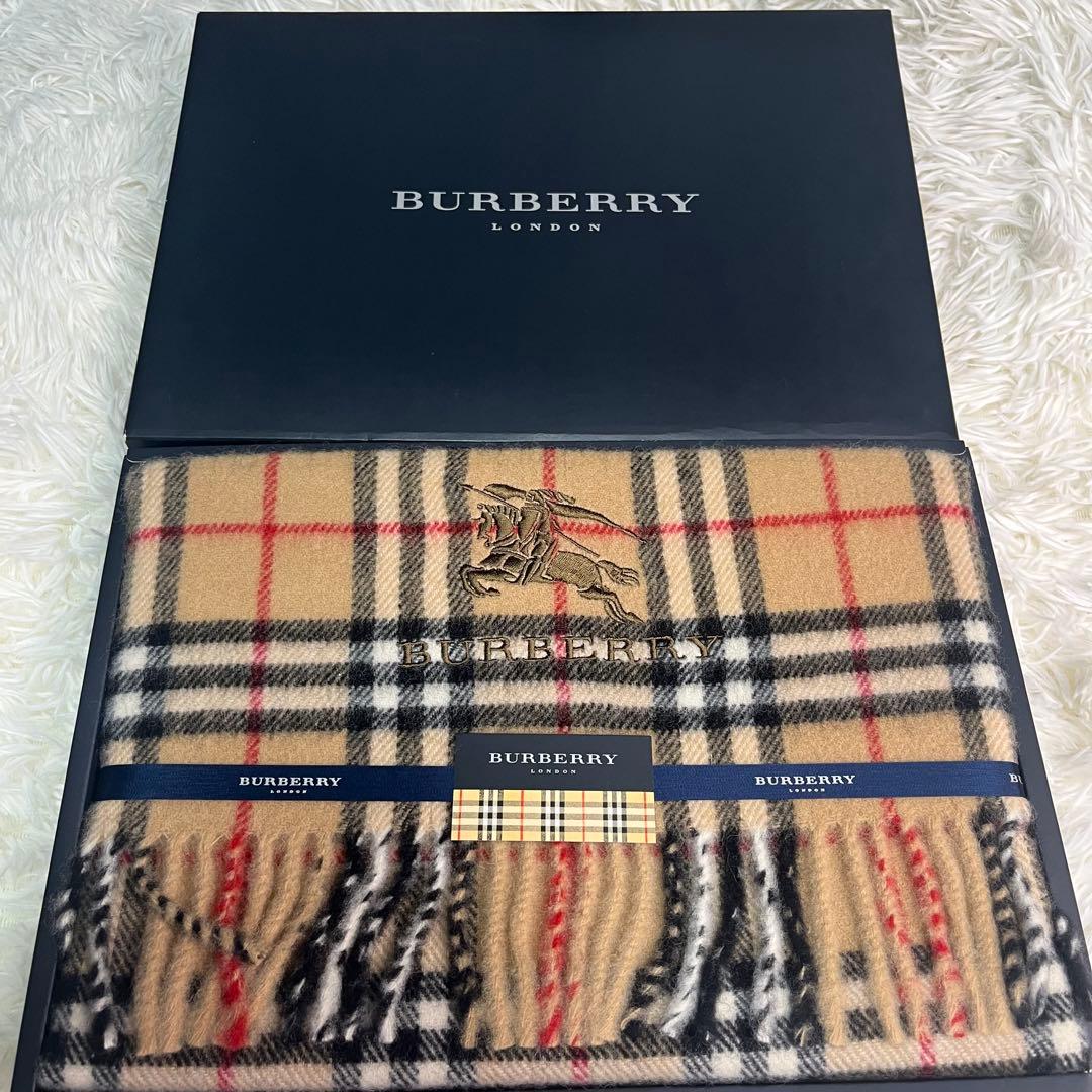 バーバリー ロンドン 西川産業 ひざ掛け ノバチェック ホースロゴ刺繍 未使用品