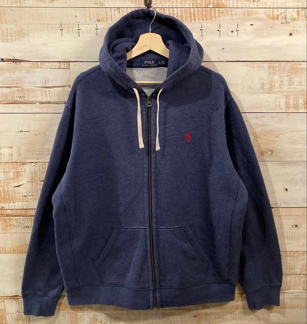 『POLO Ralph Lauren 』ジップパーカー ネイビー×赤ワンポイント
