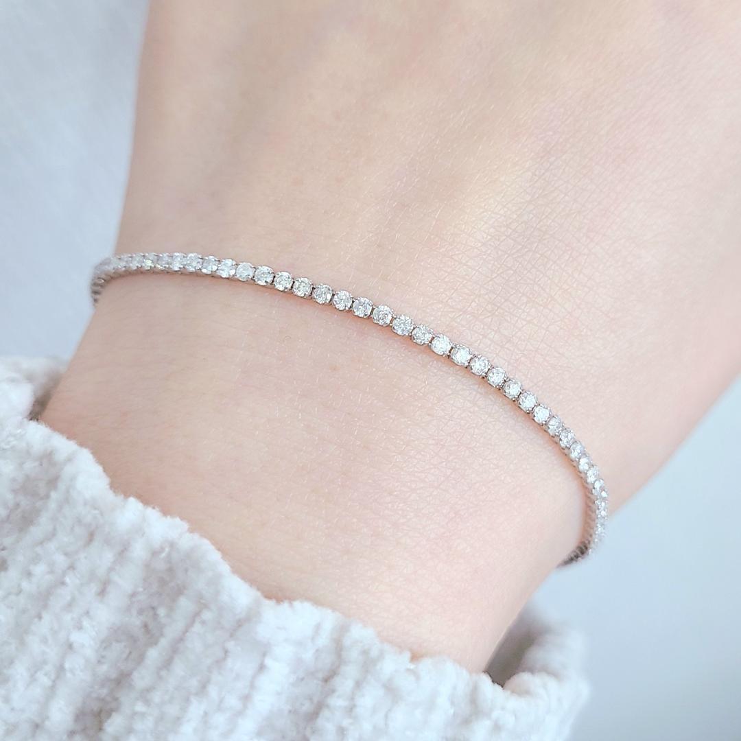 白系 1.6ct　ダイヤモンド K14 WG テニスブレスレット