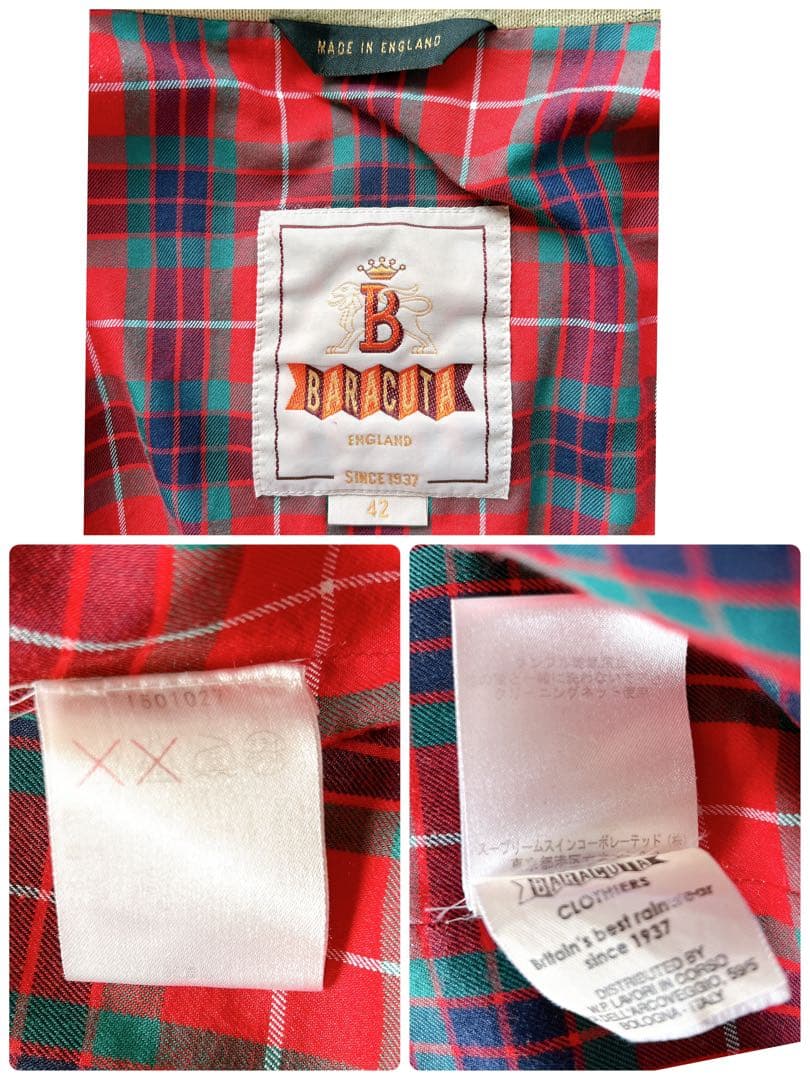 XLサイズ BARACUTA G9 イングランド製　ベージュ　裏地チェック