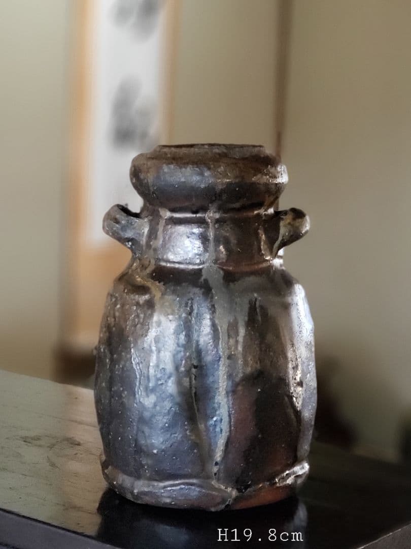 自然釉越前花入