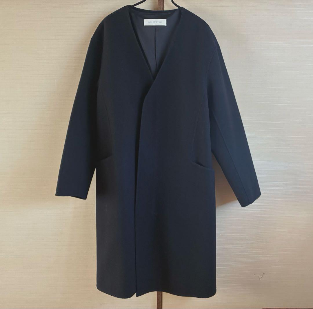 GALERIE VIE ギャルリーヴィーウールカシミヤ　コート36濃紺ネイビー