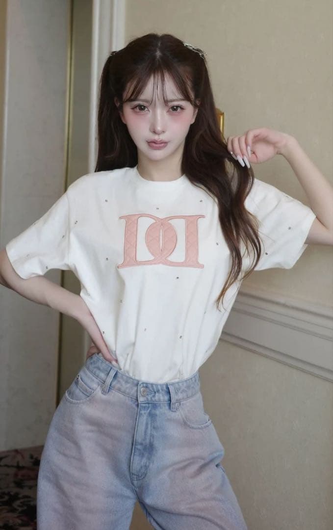 【正規品】darich キルティングアップリケビジューTシャツ ホワイト