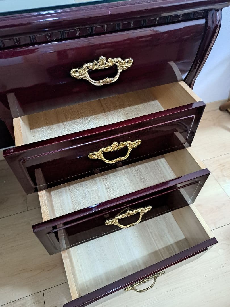 フランスミラー　ヴィンテージ丸二鏡台ドレッサーアンティーク ※椅子セット販売