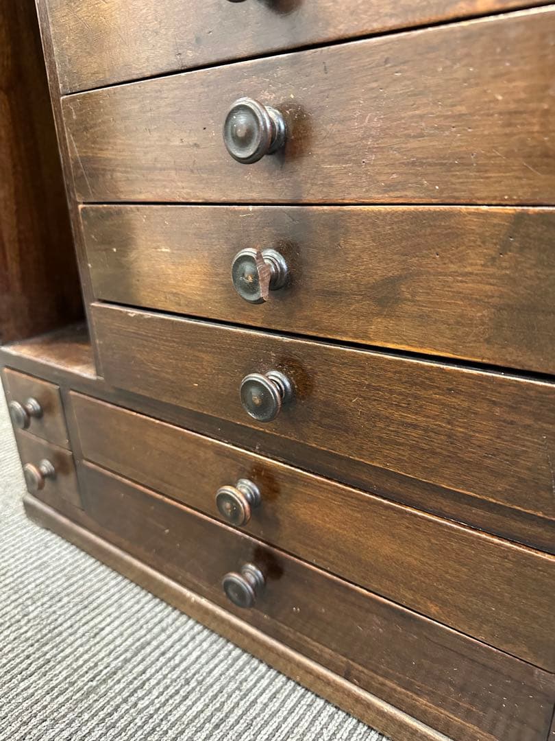 昭和レトロ 違い棚 キャビネット 小引き出し 花台 チェスト