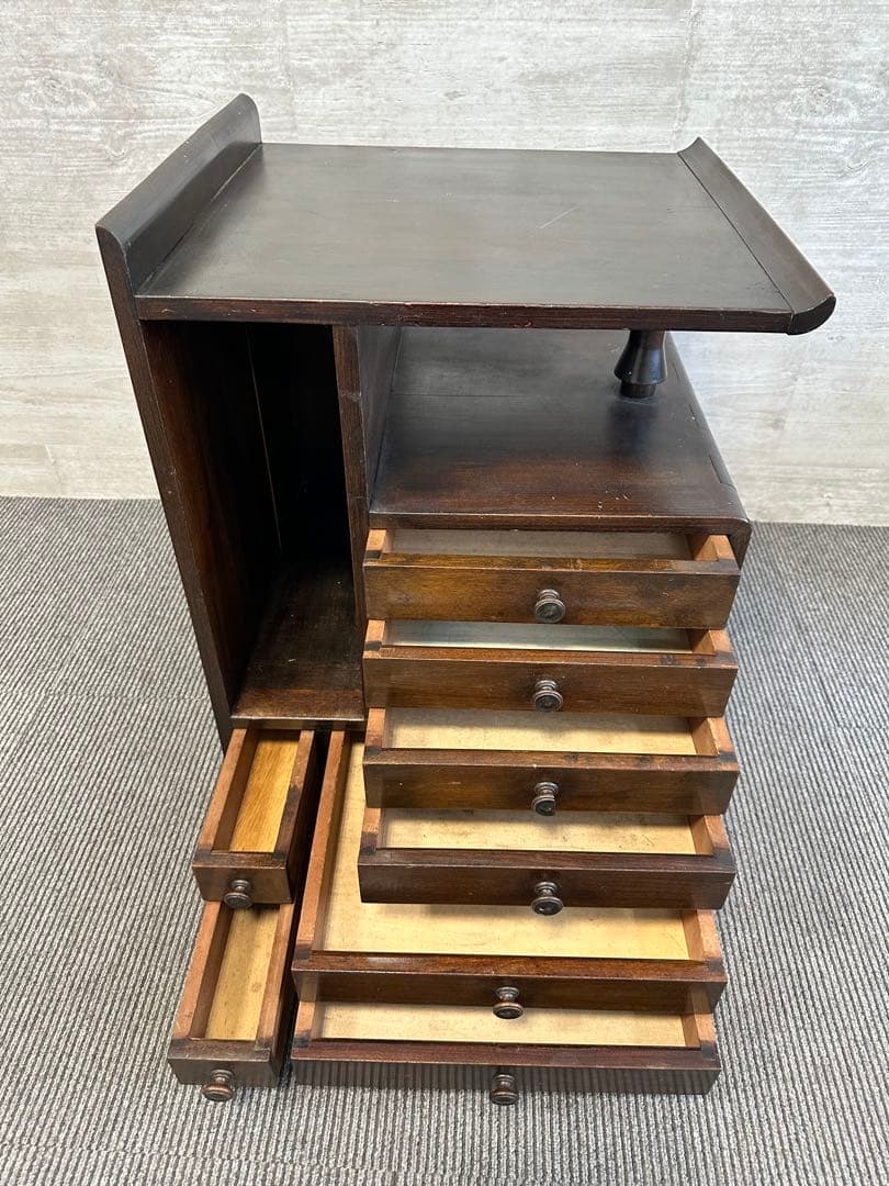 昭和レトロ 違い棚 キャビネット 小引き出し 花台 チェスト