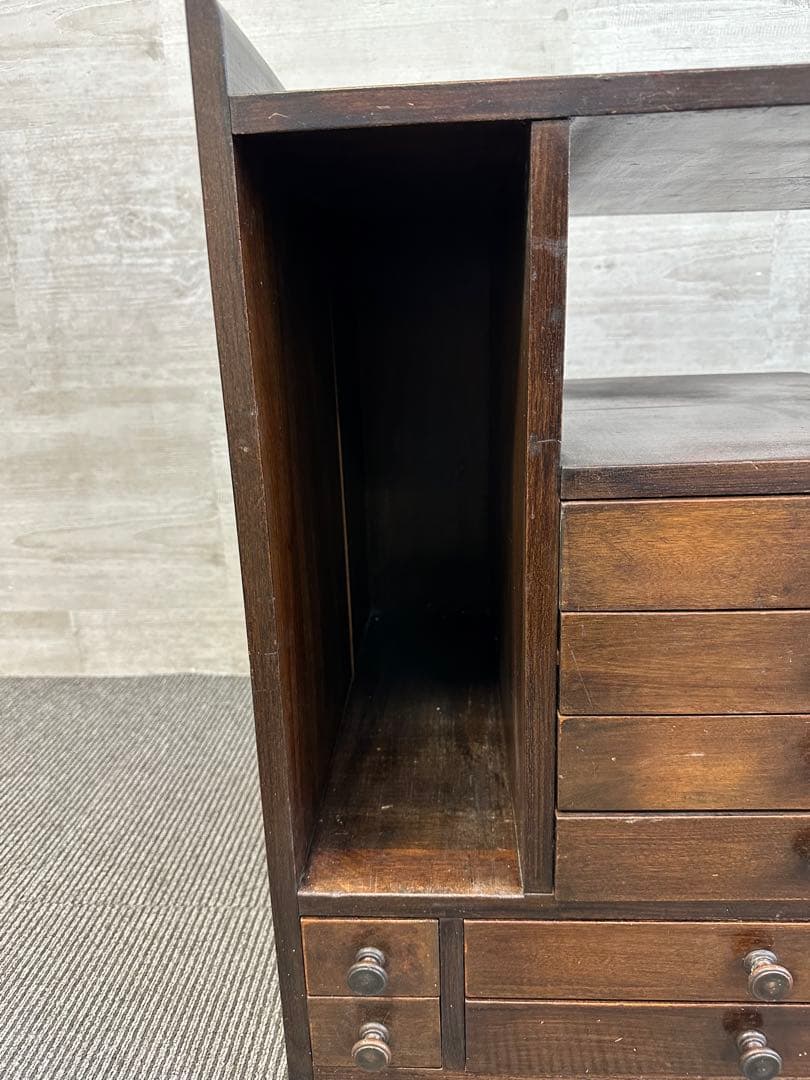 昭和レトロ 違い棚 キャビネット 小引き出し 花台 チェスト