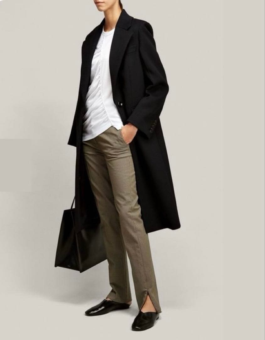 未使用JOSEPH◆カシミヤ混シングルコート36黒14万 美ライン定番品