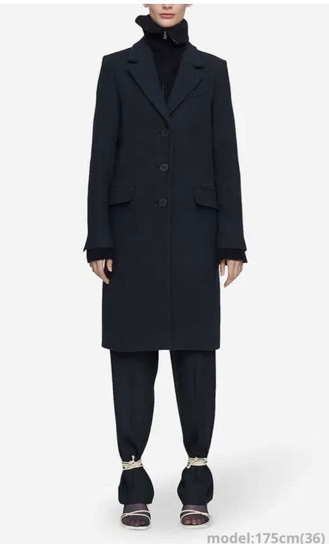 未使用JOSEPH◆カシミヤ混シングルコート36黒14万 美ライン定番品