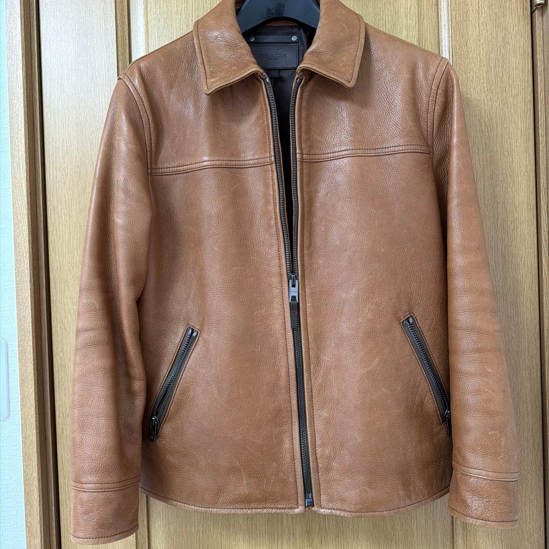 COACH ブラウン シングルライダースジャケット S 牛革