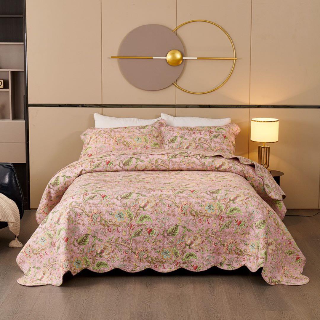 キルトベッドカバー3点セット綿マルチカバー キルティング MBHF01