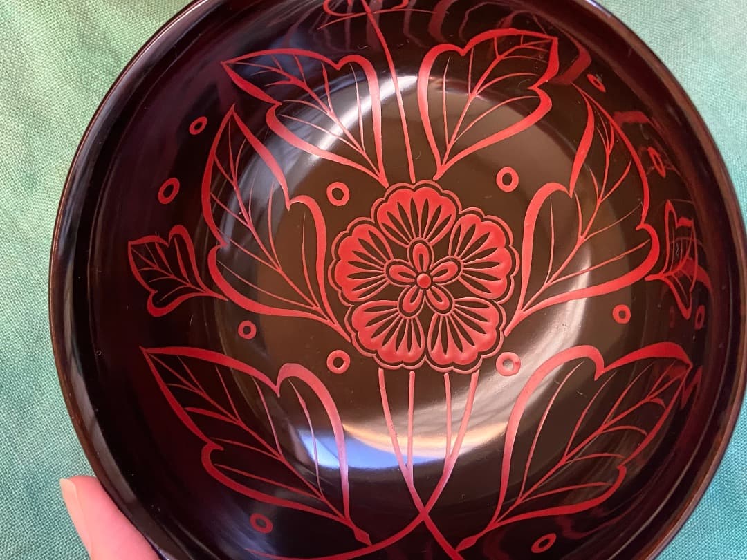 能登蔵出し 時代物 吉野塗 扶養手 蓋付 大椀 2客セット /漆器椀 懐石 正月