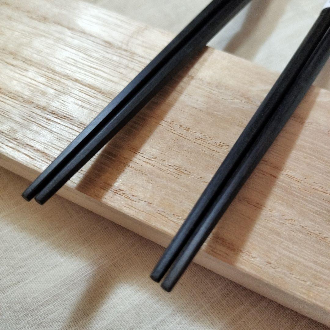 希少品レア　箸楽人　小林守作　青黒檀6角箸8角箸2膳セット　六本木箸長